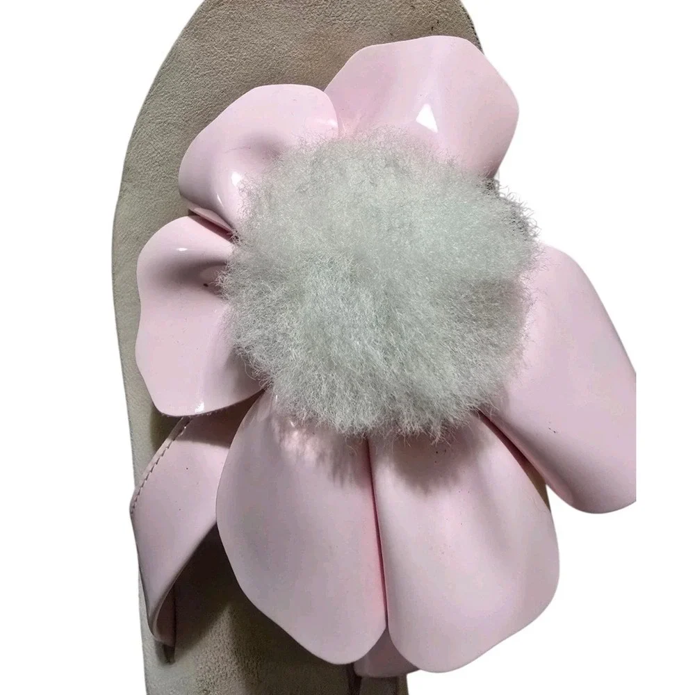 UGG Womens Poppy Flip Flops Sandals Size 9 Flower Pom Pom Pink Thong